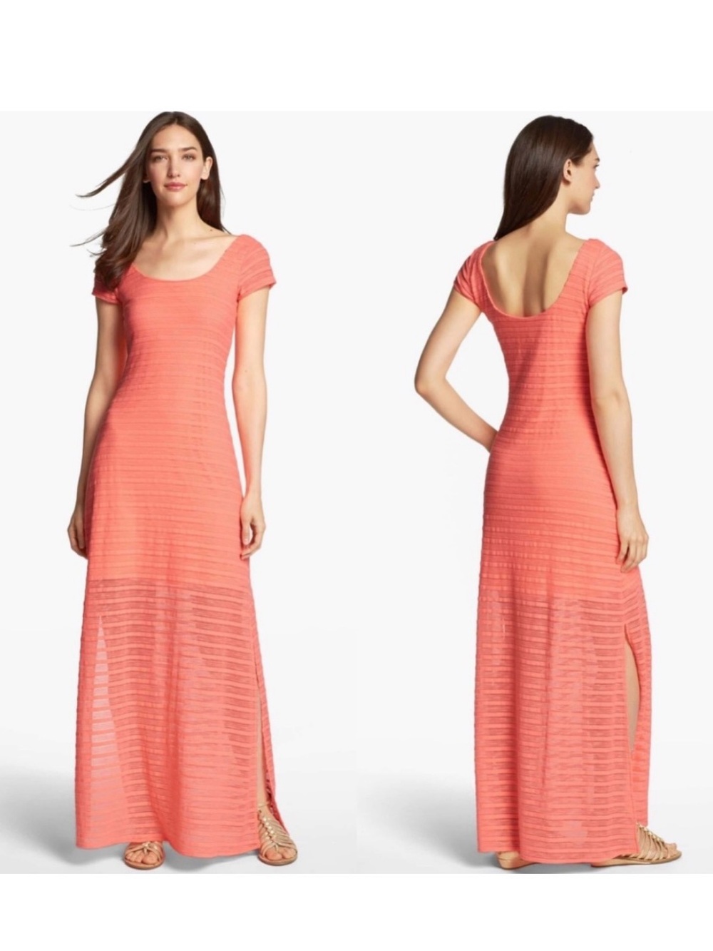 Lilly Pulitzer Coral Ramsey Textured Maxi Dress
